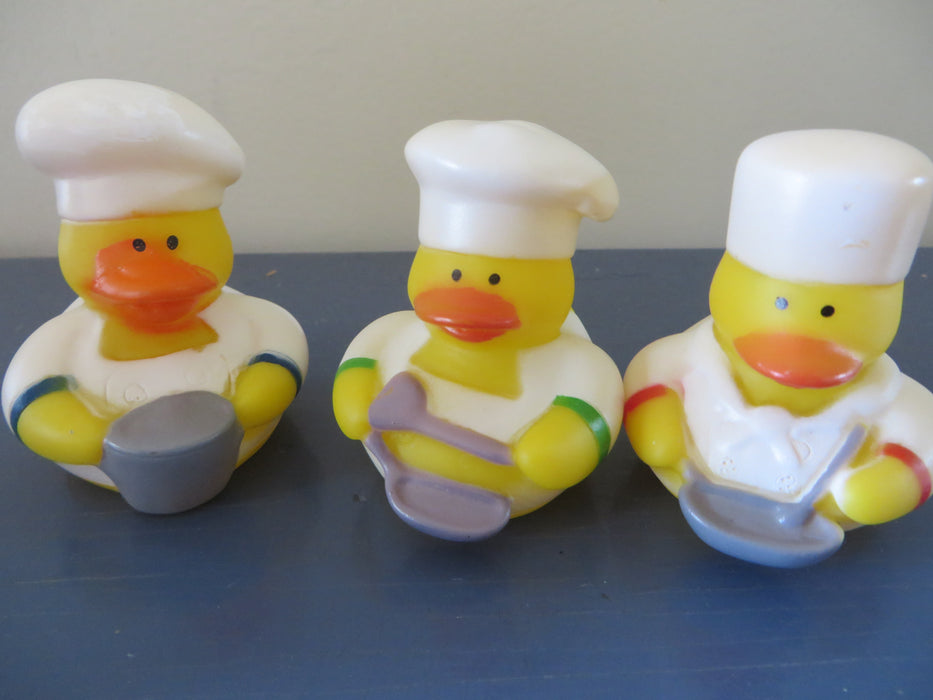 Chef Rubber ducks - set of 3 chef rubber duckies - cooking rubber ducks, short order cook, pastry chef