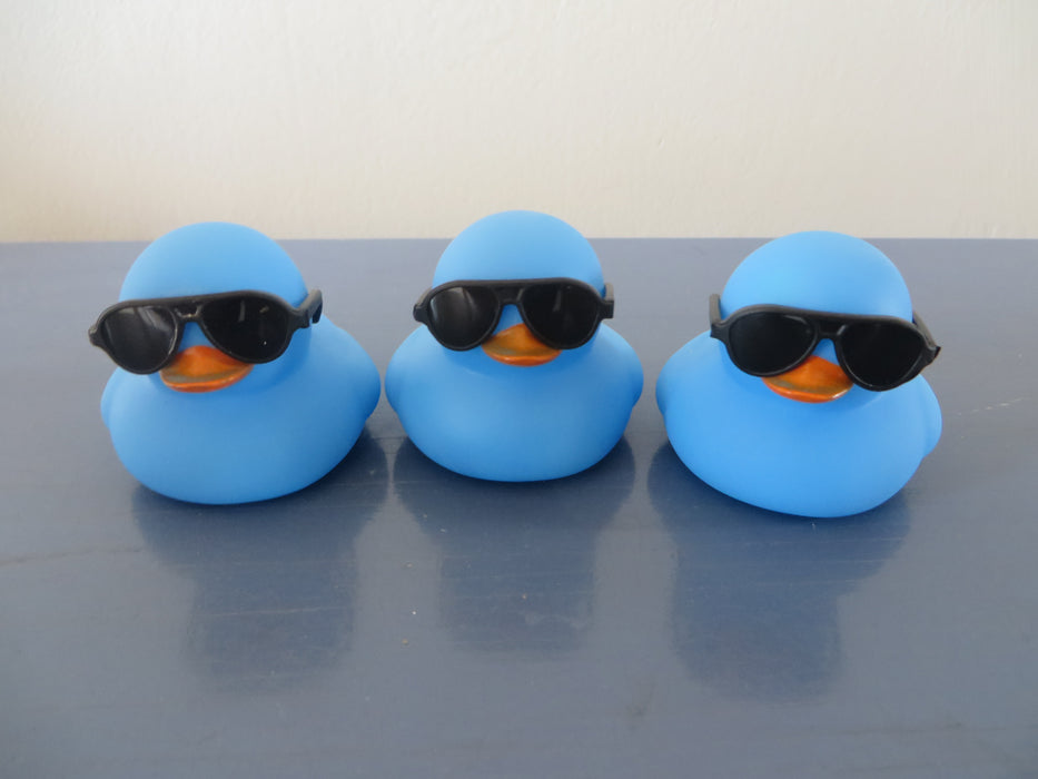 Cool Blue Rubber ducks with sunglasses attached