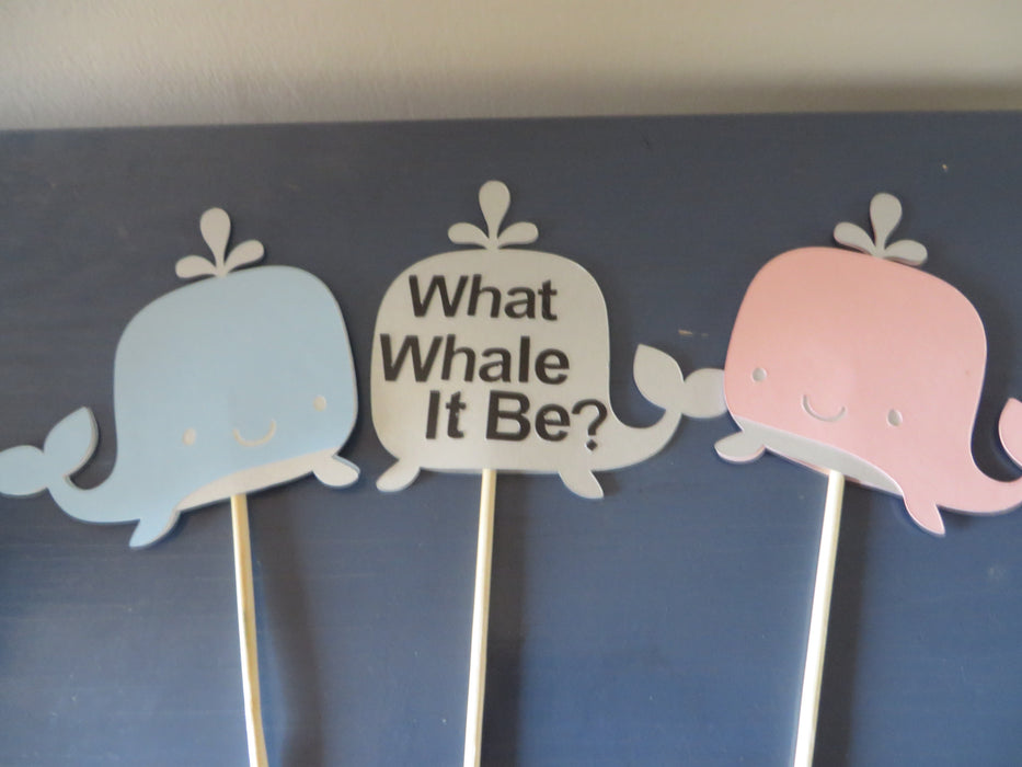 Whale Gender Reveal Centerpieces - 3 signs as shown