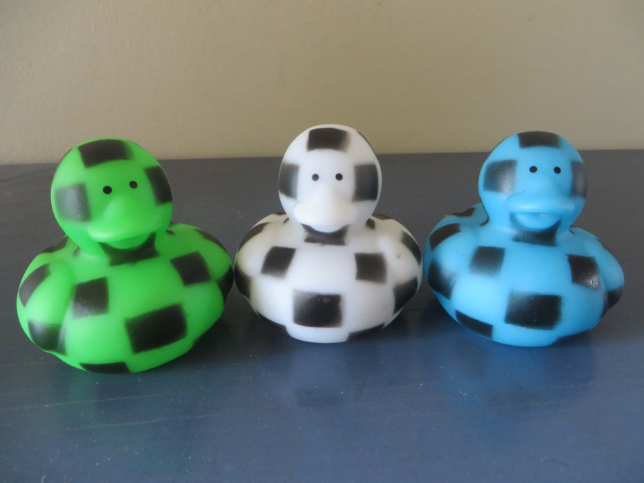 Checkered Rubber Ducks - blue, white, green checkered rubber ducks, gag gift rubber ducks