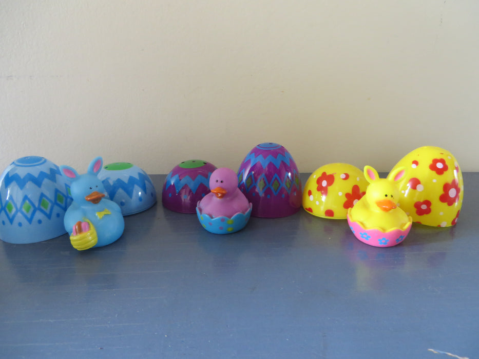 Easter Eggs filled with an Easter rubber ducky - great for adding to the kids' Easter baskets