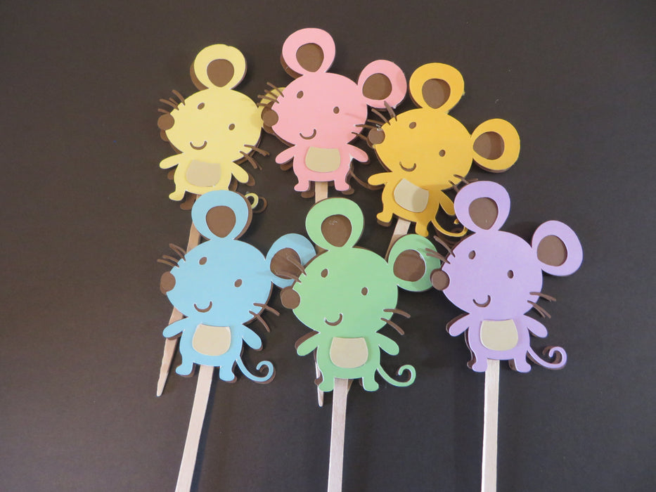 Mouse Cupcake Toppers - choose your colors - set of 12