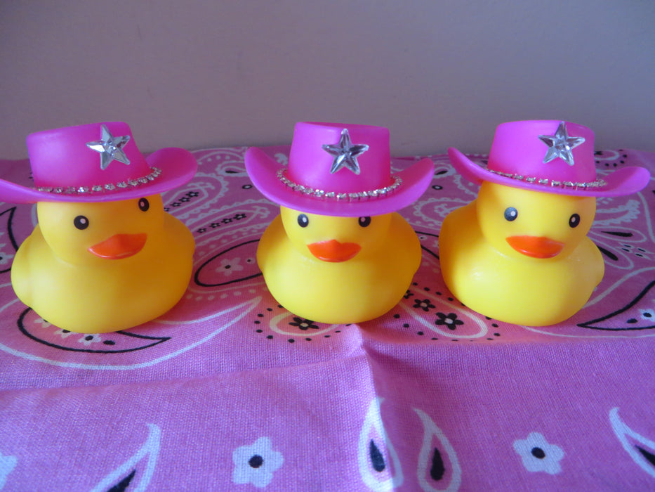 Cowgirl Rubber ducks with Western hats - set of three ducks as shown