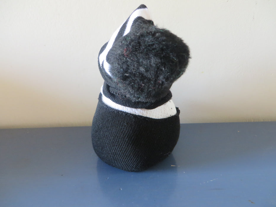 Handmade Black and White Sock Snowman - approximately 8" tall and 4" wide - can be customized for you