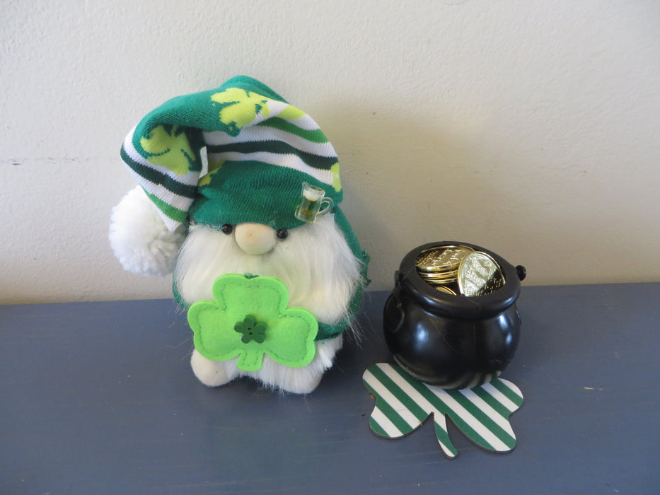 St. Patrick's Day gnome - approximately 6" tall and 4" wide - handmade gnome