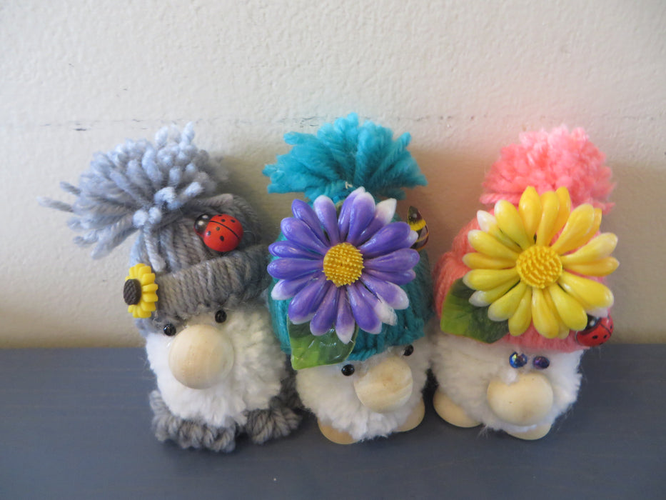 Handmade yarn gnomes in color of your choice - approximately 4 1/2" tall and 2 1/2" wide