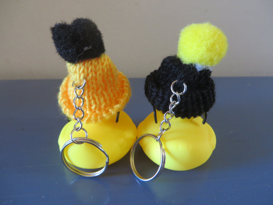 Nerd Rubber Ducky Key Chains  - black and yellow keychains - team color keychains