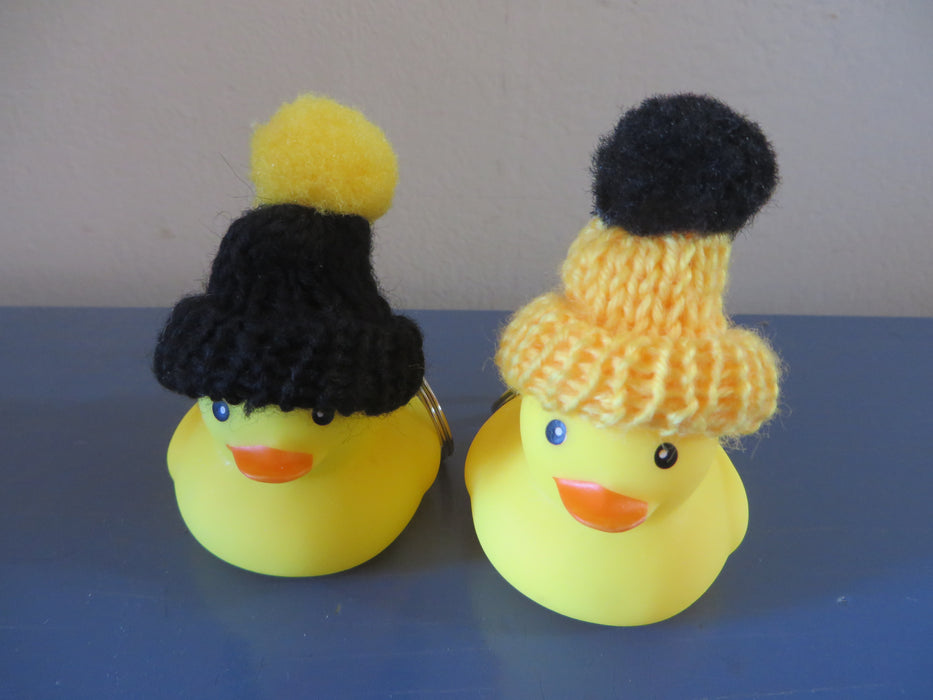 Nerd Rubber Ducky Key Chains  - black and yellow keychains - team color keychains