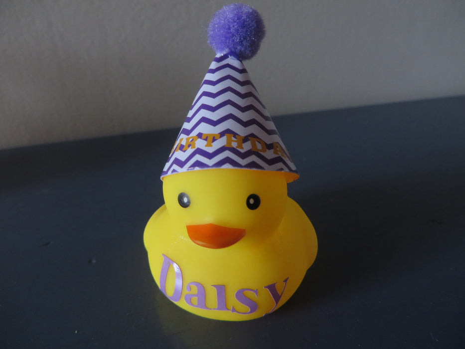 Personalized birthday party rubber ducks - name is printed out on ducky, using vinyl - birthday party personalized favors