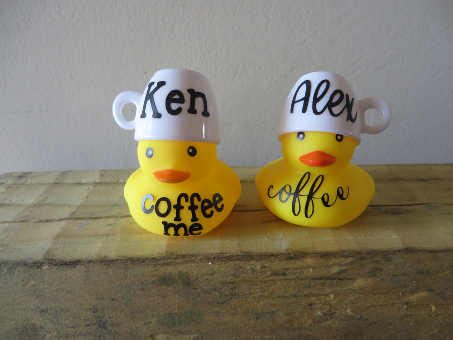 Coffee me rubber duck - customized with your name - coffee addict, coffee lover gift