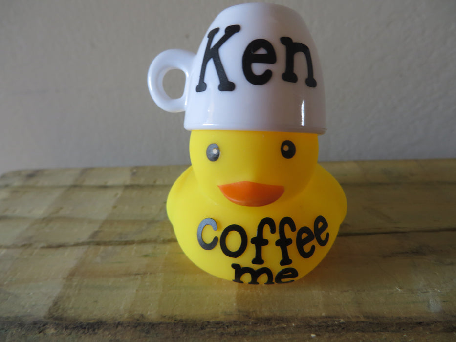 Coffee me rubber duck - customized with your name - coffee addict, coffee lover gift