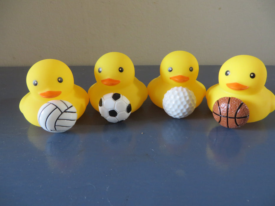 Sports Rubber ducks with balls - basketball, soccer, golf, volleyball - gag gifts, sports loving friend, party favors