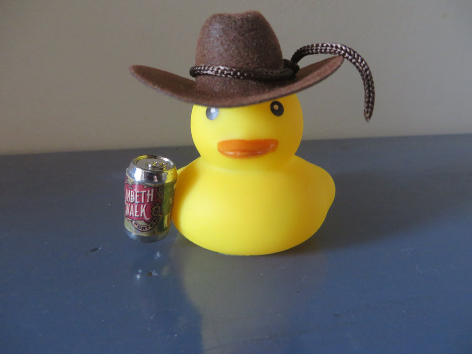 Western Rubber ducks with beers and hats - cowboy, cowgirl rubber ducks holding a beer