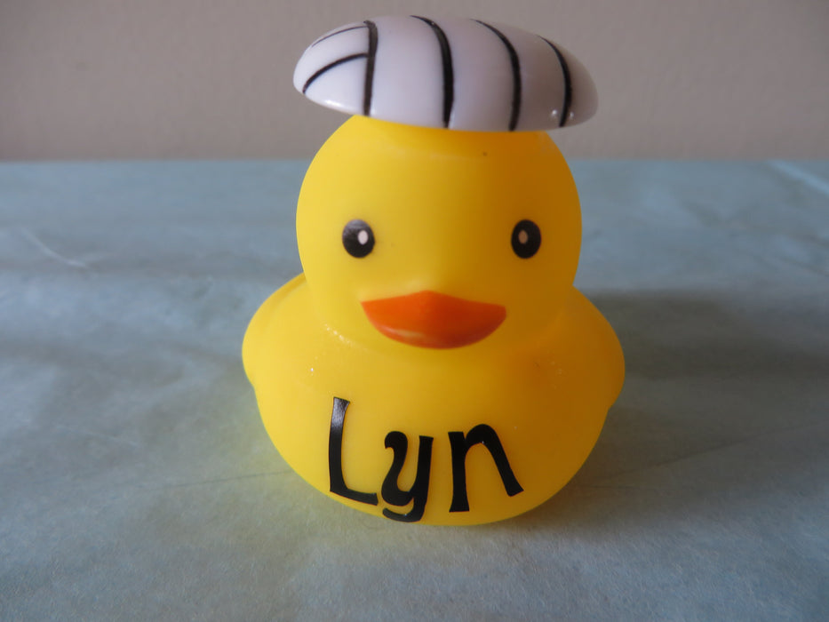 Personalized Sports Rubber ducks with balls - football, baseball, tennis, basketball, soccer, golf, volleyball, football- gag gifts, sports loving friend, party favors