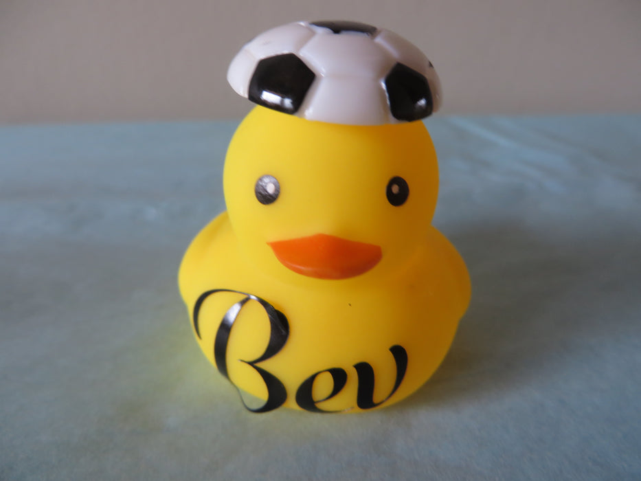 Personalized Sports Rubber ducks with balls - football, baseball, tennis, basketball, soccer, golf, volleyball, football- gag gifts, sports loving friend, party favors