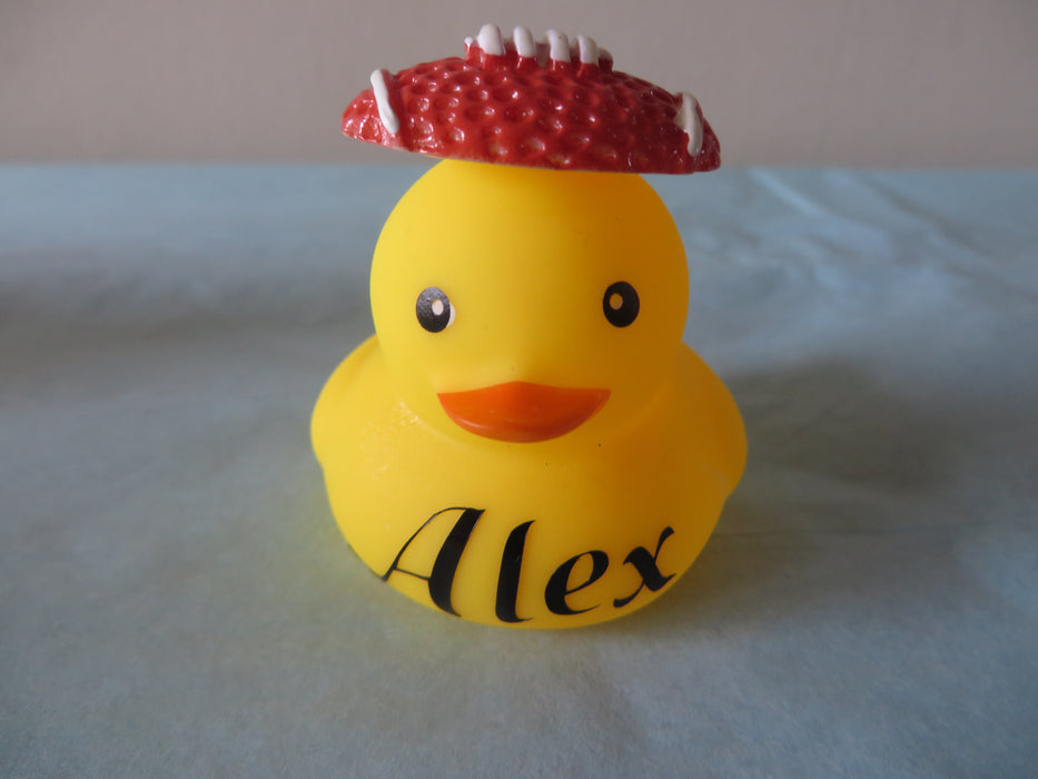 Personalized Sports Rubber ducks with balls - football, baseball, tennis, basketball, soccer, golf, volleyball, football- gag gifts, sports loving friend, party favors