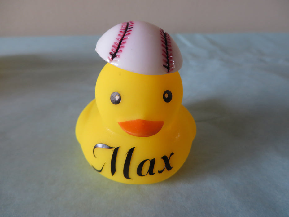 Personalized Sports Rubber ducks with balls - football, baseball, tennis, basketball, soccer, golf, volleyball, football- gag gifts, sports loving friend, party favors