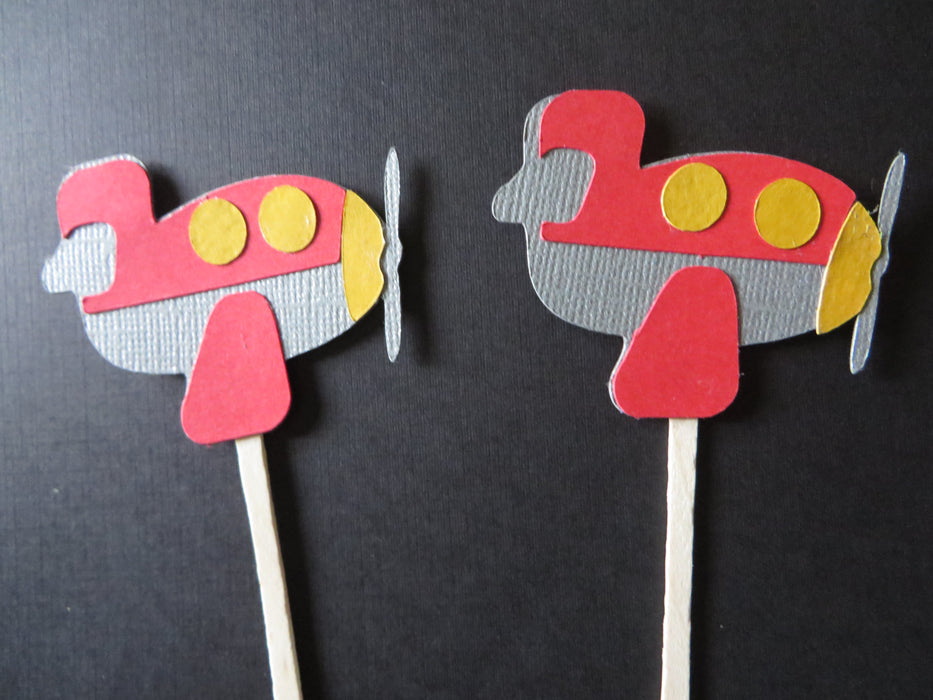 Airplane Cupcake Toppers - choose your colors - set of 12