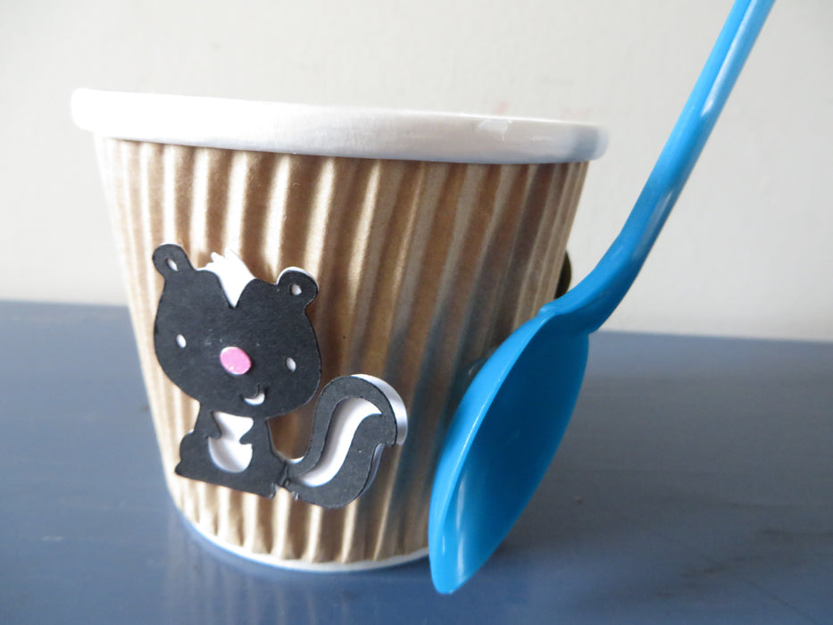 Ice Cream cup and spoon - customized with any woodland animal - set of 5