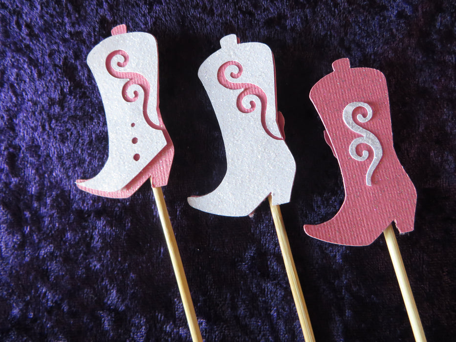 Cowgirl Boot Cupcake Toppers - choose your colors - set of 12