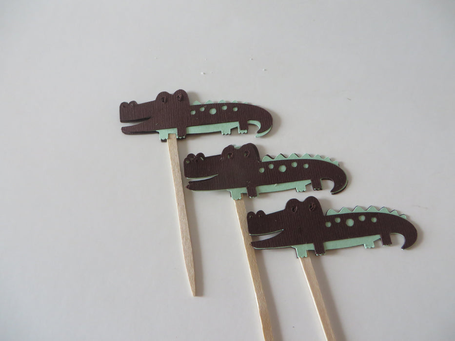 Alligator Cupcake Toppers - choose your colors - set of 12