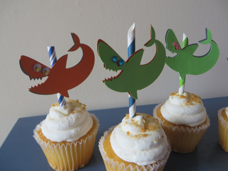 Shark Cupcake Toppers - set of 12