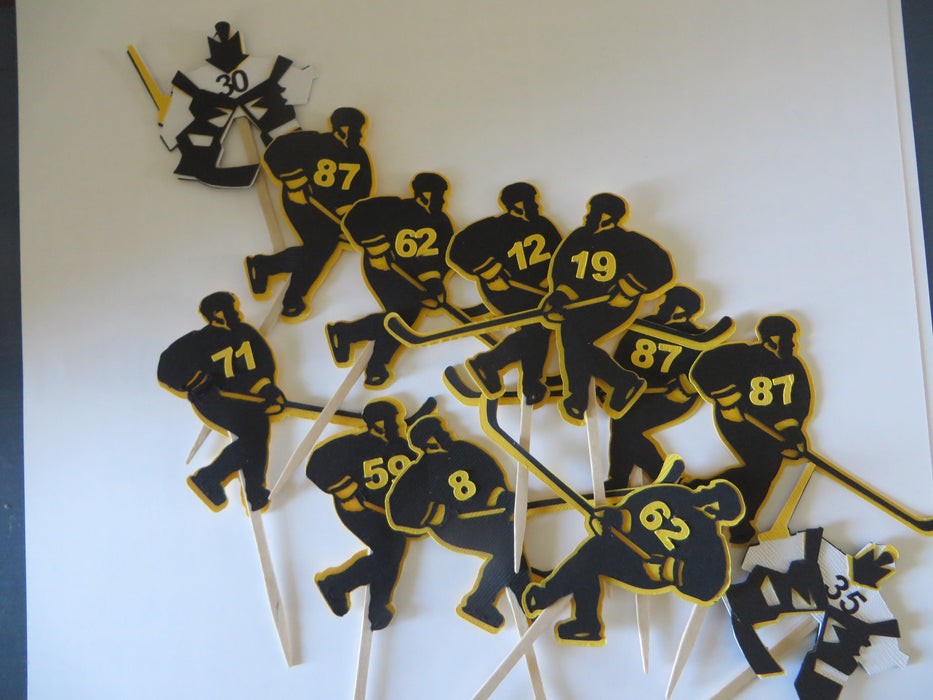 Hockey Cupcake Toppers - choose your colors - set of 12