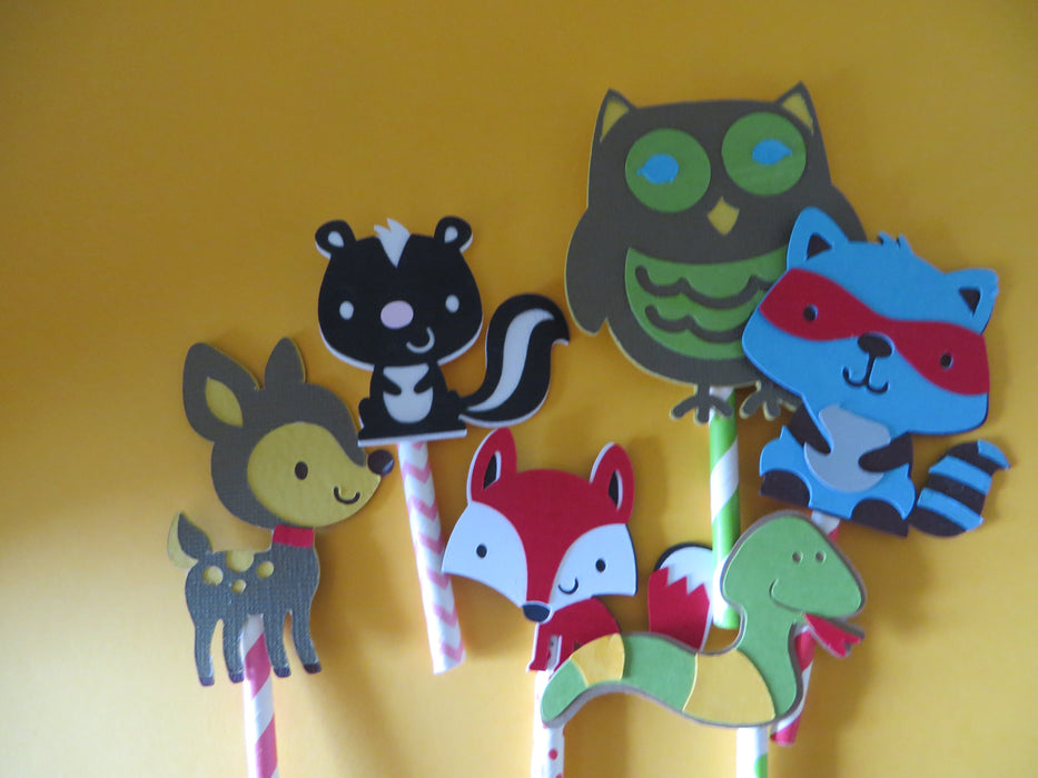 Woodland Animals Cupcake Toppers - choose your colors - set of 12