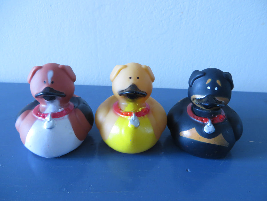 Dog Rubber Ducks - 3 puppy rubber ducks - Doberman, Beagle, Golden Retriever ducks