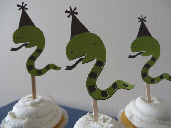 Snake Cupcake Toppers - choose your colors - set of 12